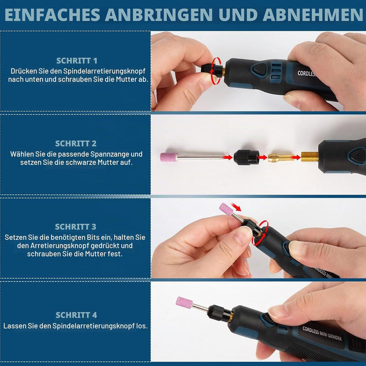 Elektrisches Gravurwerkzeug-Set, 3-Gang-Rotationswerkzeug (max. 15000 U/min), mit 96 Zubehörteilen,