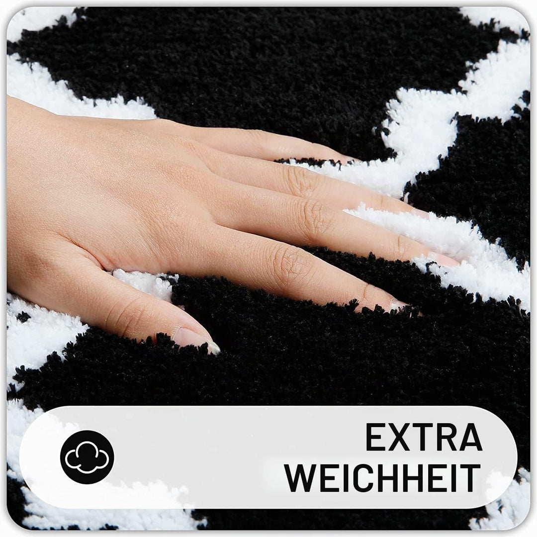 Homaxy rutschfest Badematten Set 2 teilig Weich Hochflor Bad WC Badezimmerteppich Set Mikrofaser Bad
