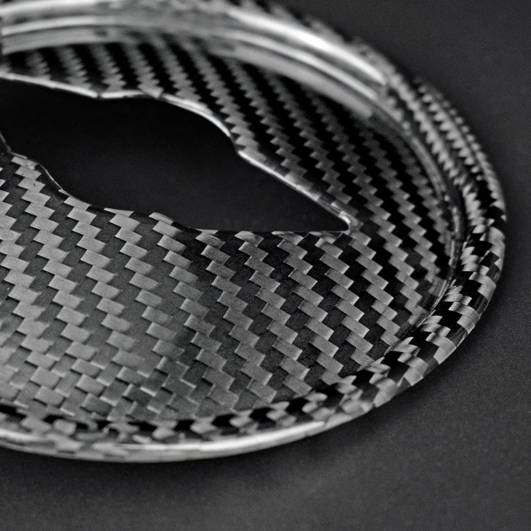 KUNGKIC Kohlefaser Auto Lenkrad Mittelmarkierung Abdeckung Dekorative Aufkleber für Mini Cooper Club