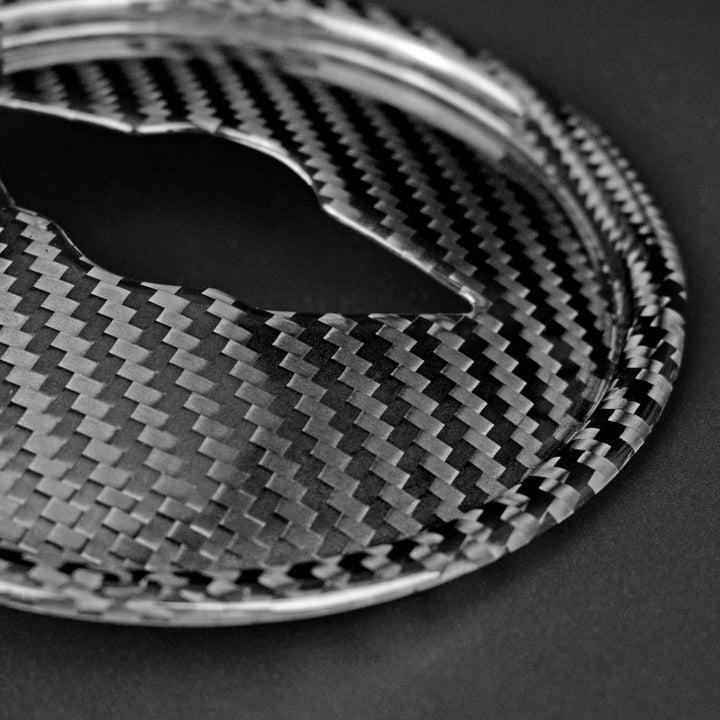 KUNGKIC Kohlefaser Auto Lenkrad Mittelmarkierung Abdeckung Dekorative Aufkleber für Mini Cooper Club