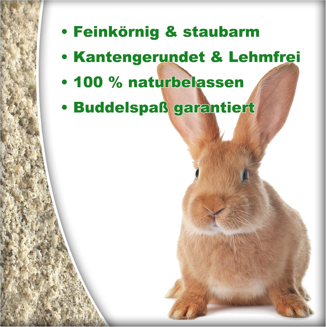 25 kg Buddelsand 0-1 mm für Kaninchen &amp; Hasen, kantengerundet, lehmfrei, frei von Verunreinigungen &amp;