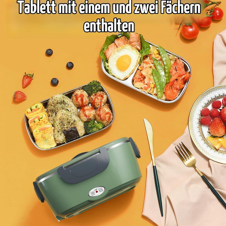 Elektrische Lunchbox 100W, 3-in-1 tragbare beheizte Lunchbox, Herausnehmbare Edelstahl-Brotdose, 12V