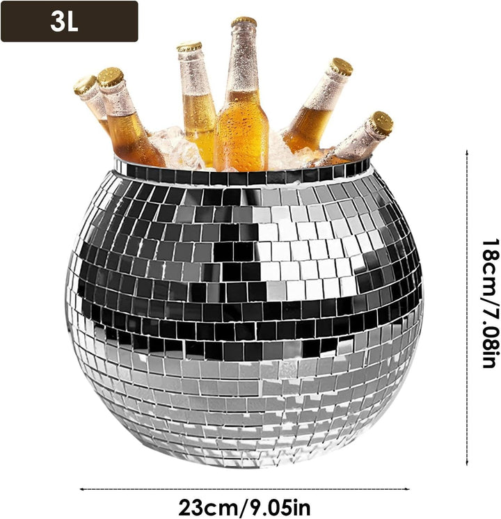 Discokugel-Eiskübel | Discokugel 3 l reflektierender Champagner-/Wein-Biereimer | grosse Kapazität -