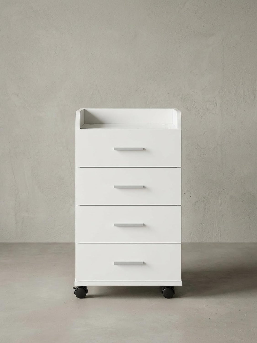 Rollcontainer WL5.748 40 x 70,5 x 33 cm Weiss | Schreibtisch-Container Rollschrank 4 Schubladen | Mo