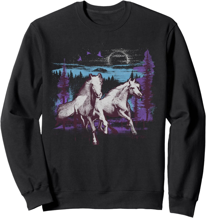 Trendy Moonlight Horse Run Sweatshirt