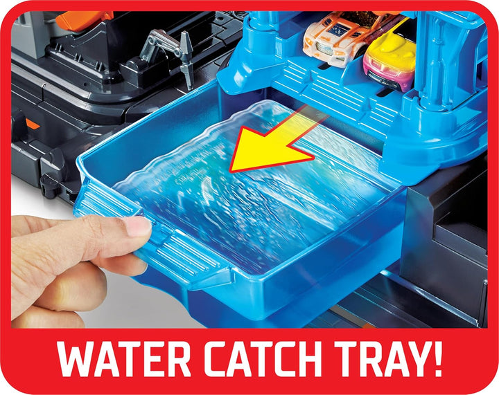 Hot Wheels HBY96 - City Color Reveal Ultimative Auto-Waschanlage Spielset mit Wassertanks und 1 Farb