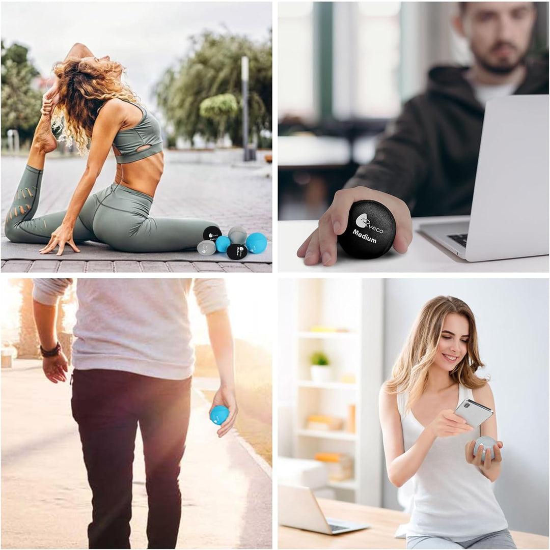 RYACO 6 Stück Gel Stressball für Erwachsene - Antistressball Mit verschiedenen Stärken und Grössen -