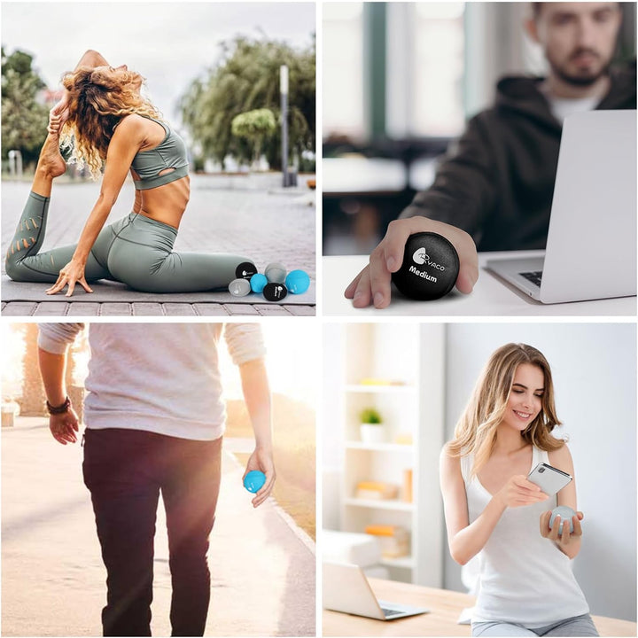RYACO 6 Stück Gel Stressball für Erwachsene - Antistressball Mit verschiedenen Stärken und Grössen -