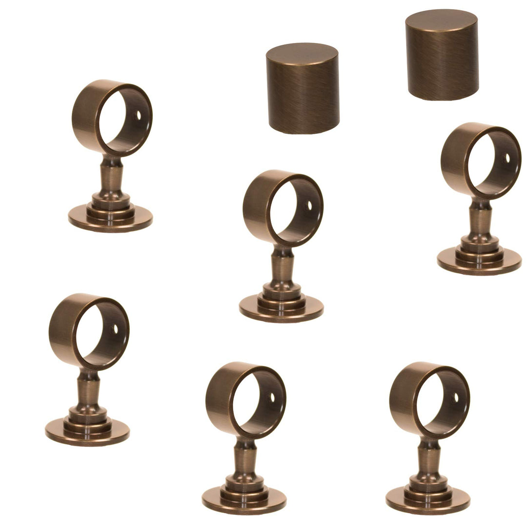 2 Endkappen und 6 Seilträger "bronziert" für 30mm Handlaufseil 2 Endkappen & 6 Seilträger, 2 Endkapp