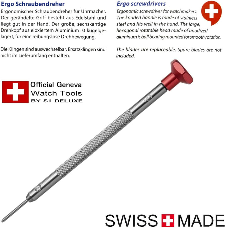 3 Uhrmacherschraubendreher mit T-Schliff Klingen Swiss Made von BULLONGÈ - Schraubendreher für Uhrma