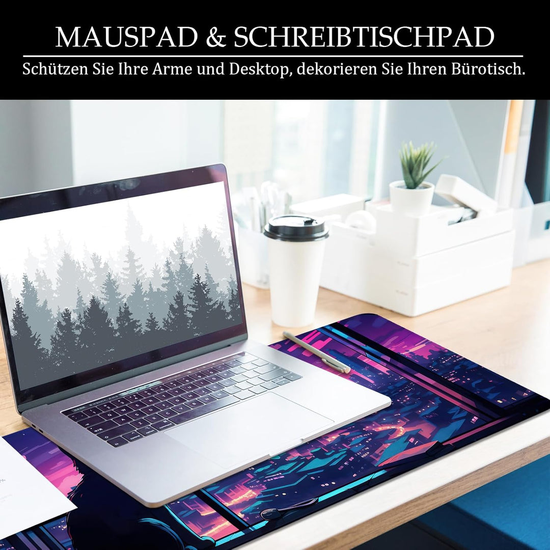 Mauspad Katzen Schreibtischunterlage Violett 80x30cm Mousepad XL Gross Mauspad Süss., Computer PC Ta