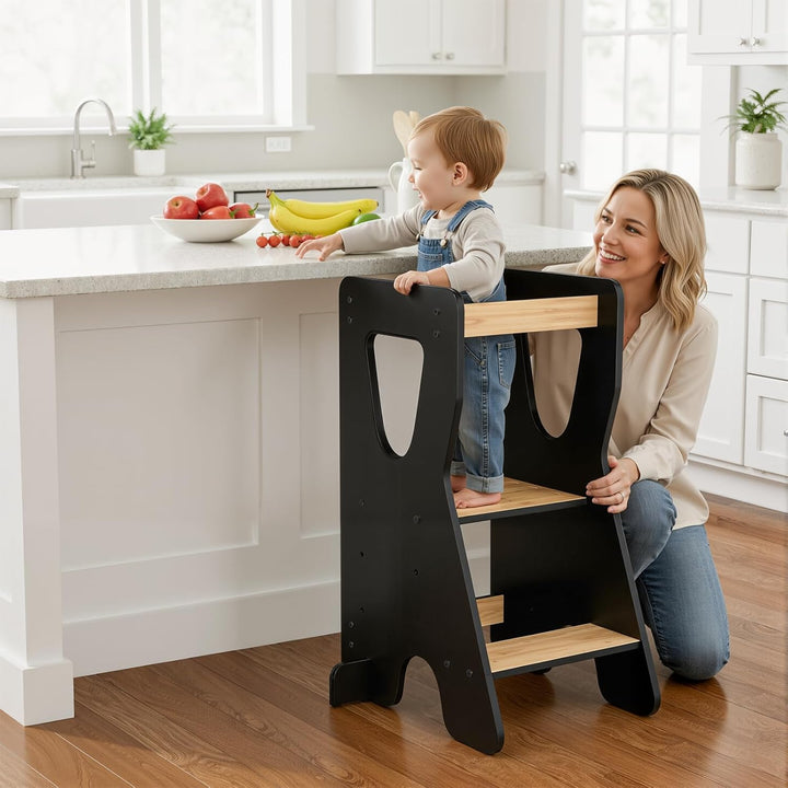 COSYLAND Lernturm ab 1 Jahr - Learning Tower - Höhenverstellbar Montessori Lernturm mit Kippschutz,