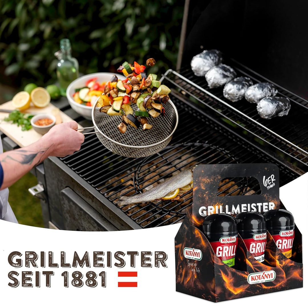 KOTÁNYI Grill Gewürze Geschenkset - 6er Träger - Geschenke für Männer - Grillzubehör & Gewürz Set fü
