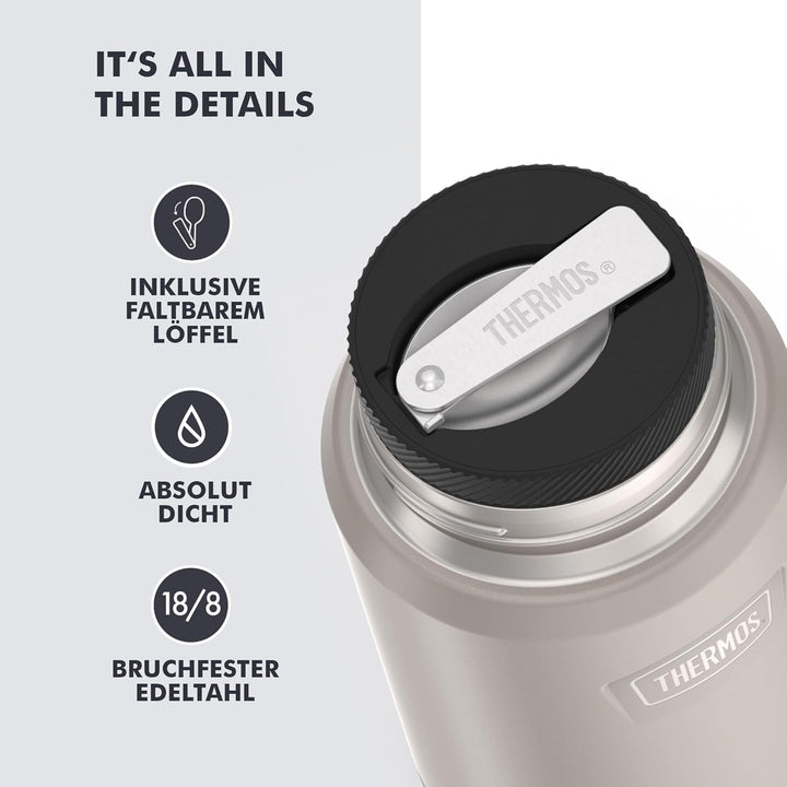 Thermos ICON Food Jar 0,71 l, beige/sandstone mat, Speisegefäss für Essen 710 ml, doppelwandigem 18/