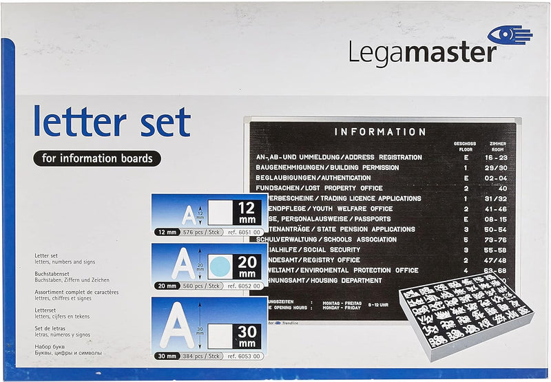 Legamaster 7-605200 Rillenbuchstaben, 560 Stück, sortiert im Buchstabenkasten, Buchstabenhöhe 20 mm.