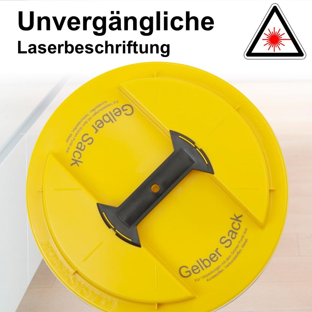 KUEFA BSC LA 60L Mülleimer, Müllsackständer, Gelber Sack Ständer, inkl. Klemm-Ring und Laserbeschrif