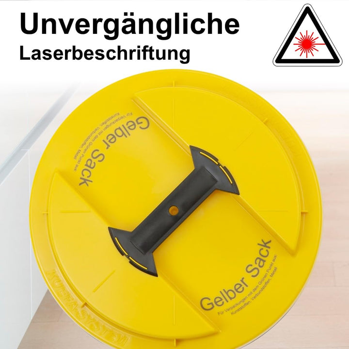 KUEFA BSC LA 60L Mülleimer, Müllsackständer, Gelber Sack Ständer, inkl. Klemm-Ring und Laserbeschrif