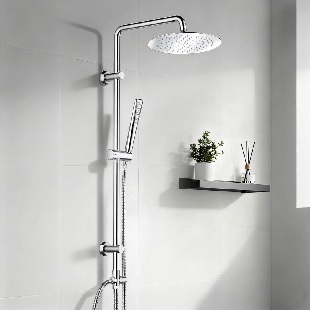 Görbach Regendusche Duschsystem Edelstahl Duschset ohne Armatur, Chrom Duschgarnitur Duschstangeset