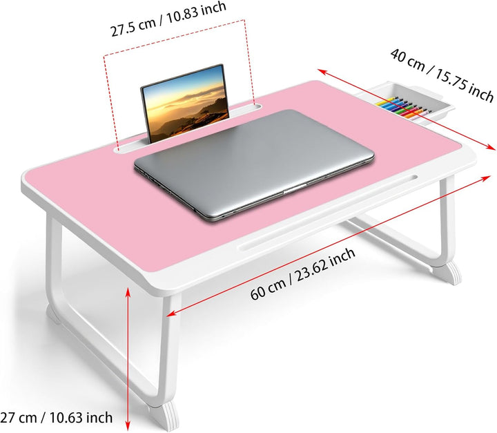 Laptop Bett Tisch - Schreibtisch, Nachttisch mit Schublade, für Laptop, Lesen, Schreiben, Essen und