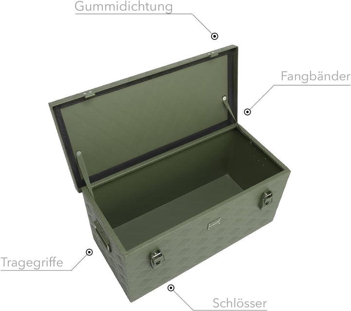 alubox Werkzeugkiste Riffelblech olive ABX-RL91G Aluminium 1,5mm Werkzeugkiste leicht und robust 91