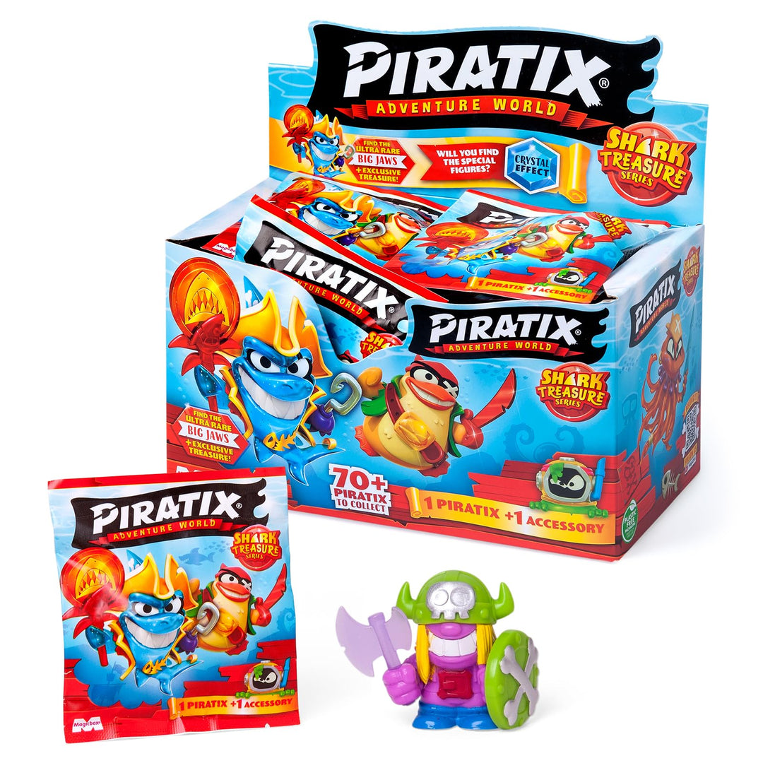 PIRATIX Adventure World Serie Shark Treasure, Box mit 24 Überraschungs-Umschlägen mit Sammlerfiguren