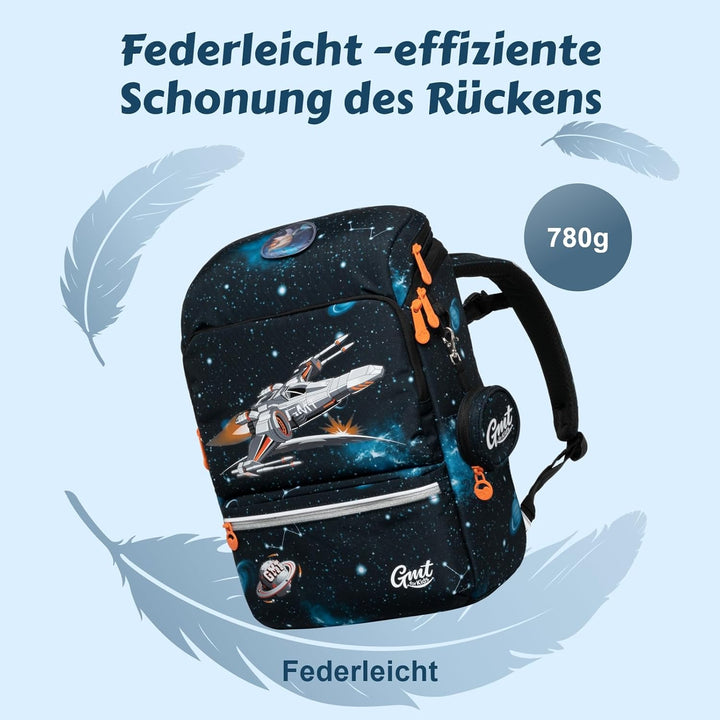 Schulranzen Set 6-teilig Ergonomische Ultraleichte Schultasche Mädchen Junge Kinder Schulrucksack Ra