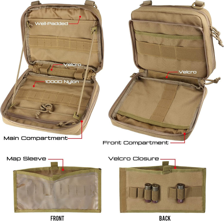 WYNEX Tactical Large Admin Pouch im Double Layer Design, Molle EDC EMT Utility Pouch mit Map Sleeve
