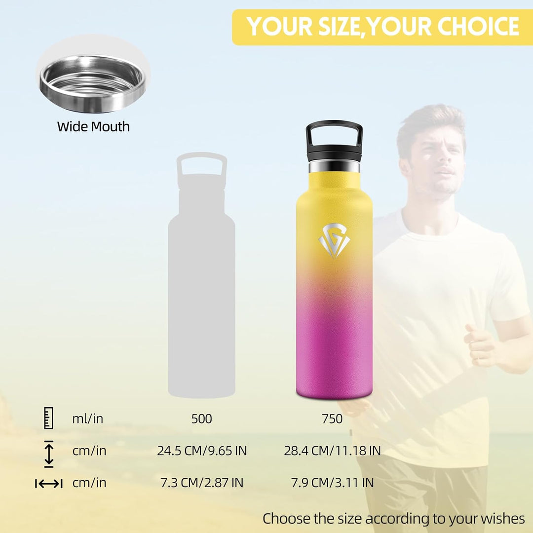 Trinkflasche 750ML BPA-Frei, Auslaufsichere Isolierflasche Doppelwandig, Wasserflasche Edelstahl mit