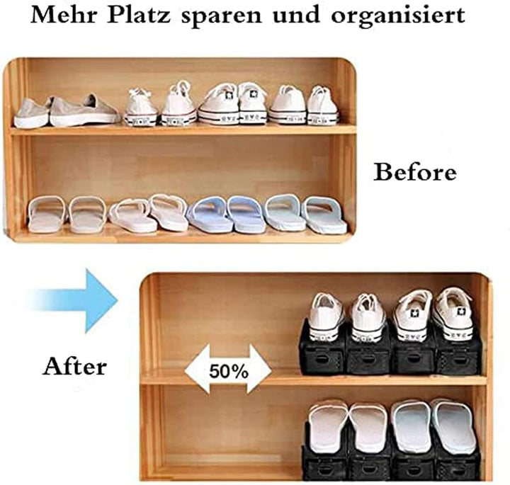 20 Stück Verstellbarer Schuhregal Schuhhalter Schuhstapler rutschfest 3 Höhenverstellbar Schuhorgani