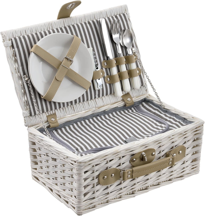 casa.pro Picknickkorb für 2 Personen Picknick-Set mit Kühltasche inkl. Geschirr Besteck Korkenzieher