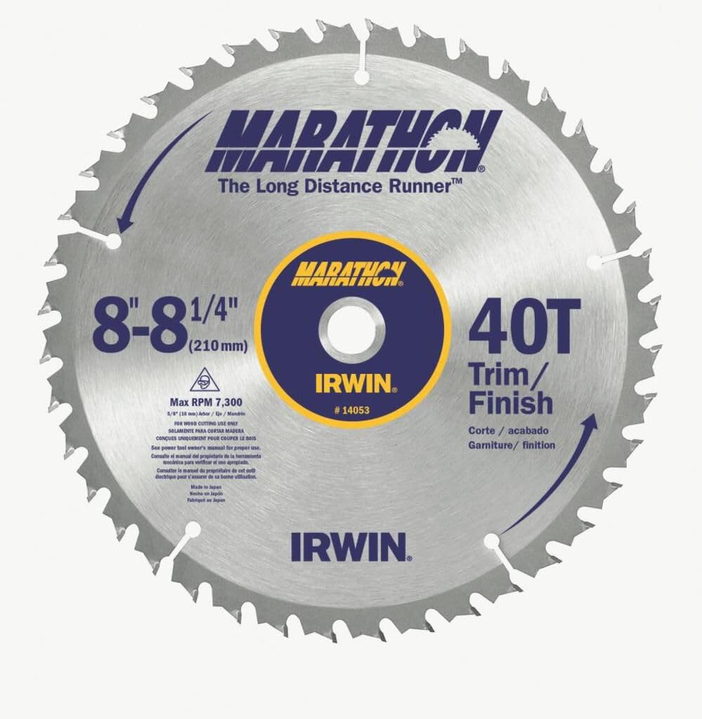 IRWIN Tools Marathon Tisch- / Kreissägeblatt aus Hartmetall, 14053 8-1/4" 40T Marathon, 8-1/4" 40T M
