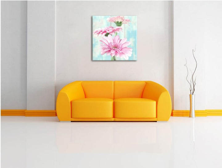 Pixxprint Gerberas, Format: 70x70 auf Leinwand, XXL riesige Bilder fertig gerahmt mit Keilrahmen, Ku