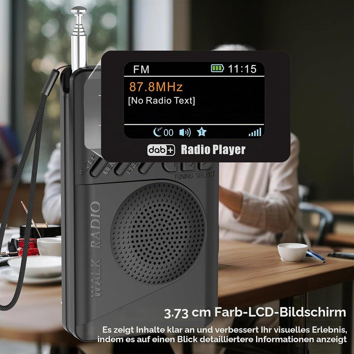 Pocket DAB Radio Tragbares, Persönliches FM/DAB+ Digitalradio mit Bluetooth-Lautsprecher Farbdisplay