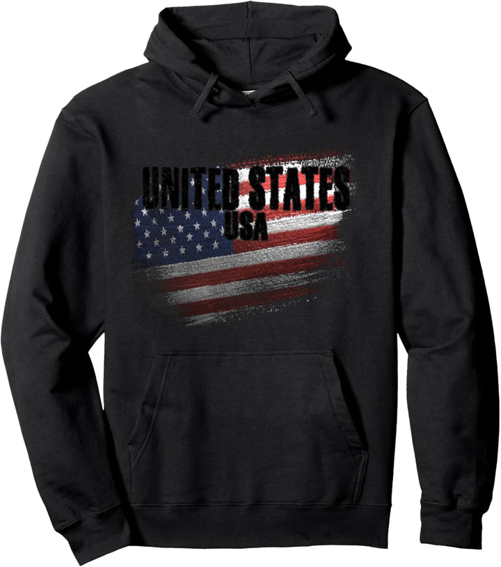 USA, Amerikanische Flagge Grunge Pullover Hoodie
