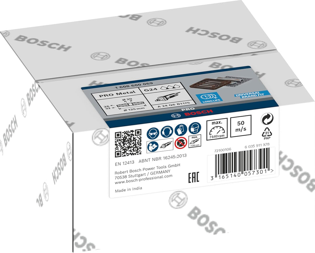 Bosch Professional 1x Schleifscheibe (für Grauguss, Ø 125 mm, Körnung 24, Zubehör für Geradschleifer