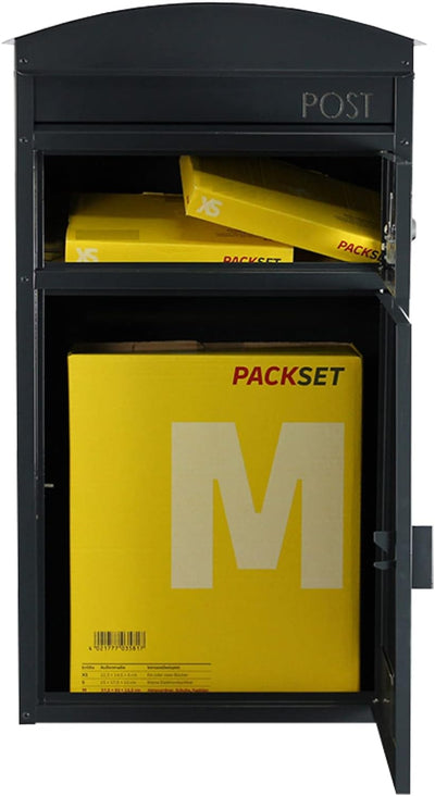 Paket-Briefkasten Safepost 48 anthrazit-grau (RAL 7016) Paketbox moderner Briefkasten mit Paketfach