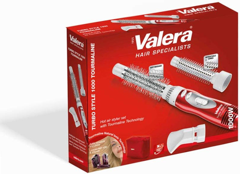 Valera Turbo Style 1000 Tourmaline 603.01B Warmluft-Styler, mit zwei Bürsten und einer Föhndüse, 100