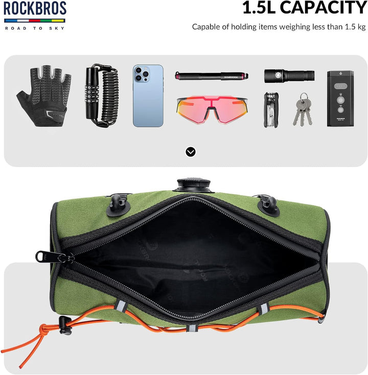 ROCKBROS Road-to-Sky Fahrrad Lenkertasche Fahrradtasche Lenker Vordertasche 1,5L Wasserabweisend Ref