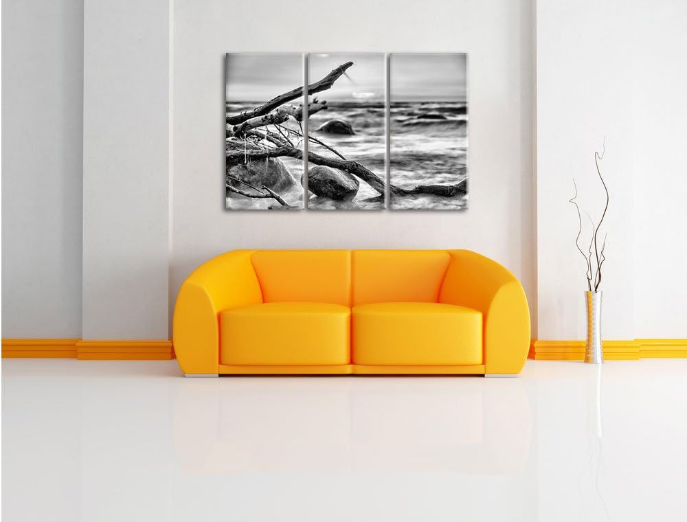 Pixxprint Ruhige See im Nebel als Leinwandbild/Grösse: 3 Teilig (120x80) / Wandbild/Kunstdruck/ferti