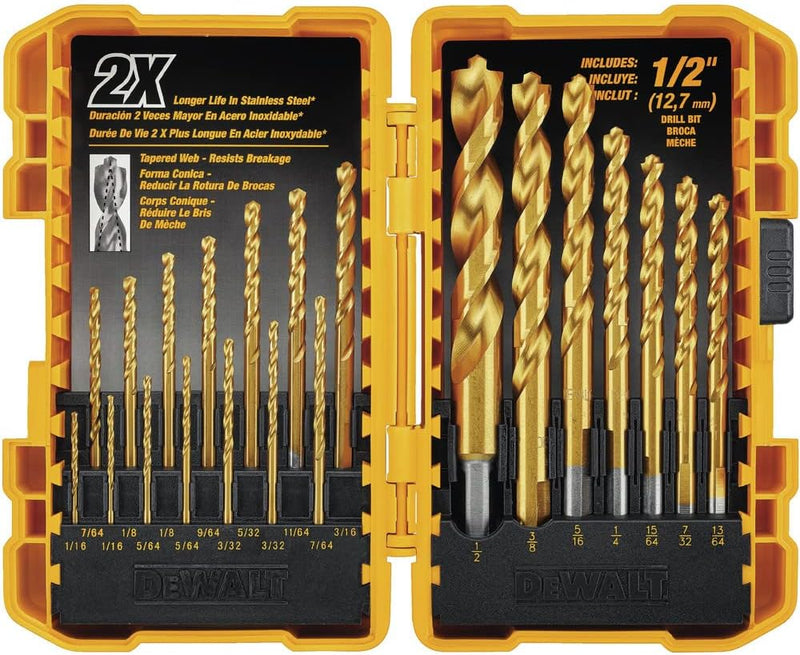 DEWALT DW1361 Bohrer-Set, Titan-Nitridbeschichtung, 21-teilig Bohrersatz 21-teilig Bohrersatz, Bohre