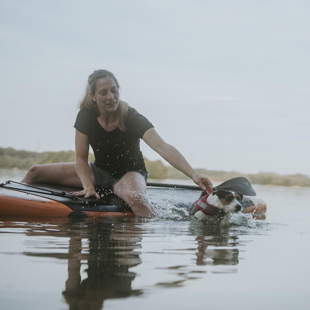 HUNTER MOSS Schwimmweste, Schwimmhilfe für Hunde, Haltegriff, reflektierend, M, rot, M