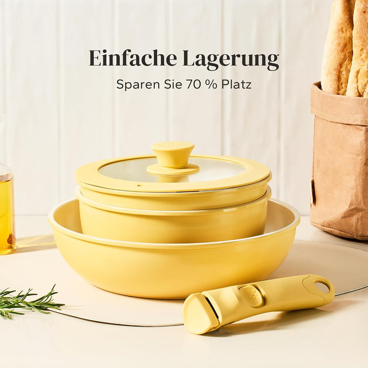 Abnehmbarer Griff, Stapelbar Topfset, Anti-Verbrühungs-Pfannengriff Klemmwerkzeug Generisch (gelb),