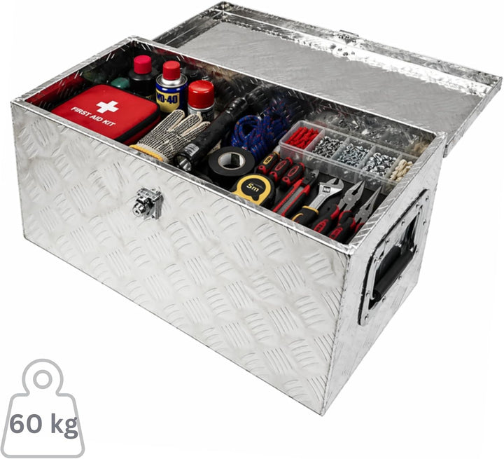 PROREGAL Deichselbox TITAN Anhängerbox für PKW Anhänger Alubox abschliessbar mit Deckel & 2 Schlüsse