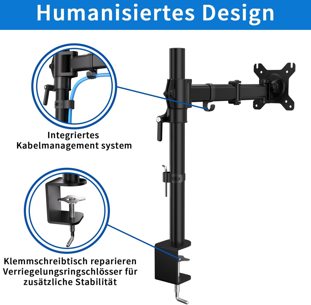 HFTEK Monitor TV Tisch-Halterung Halter Mounts für Bildschirme von 13 bis 34 Zoll – VESA 75/100 (HF2