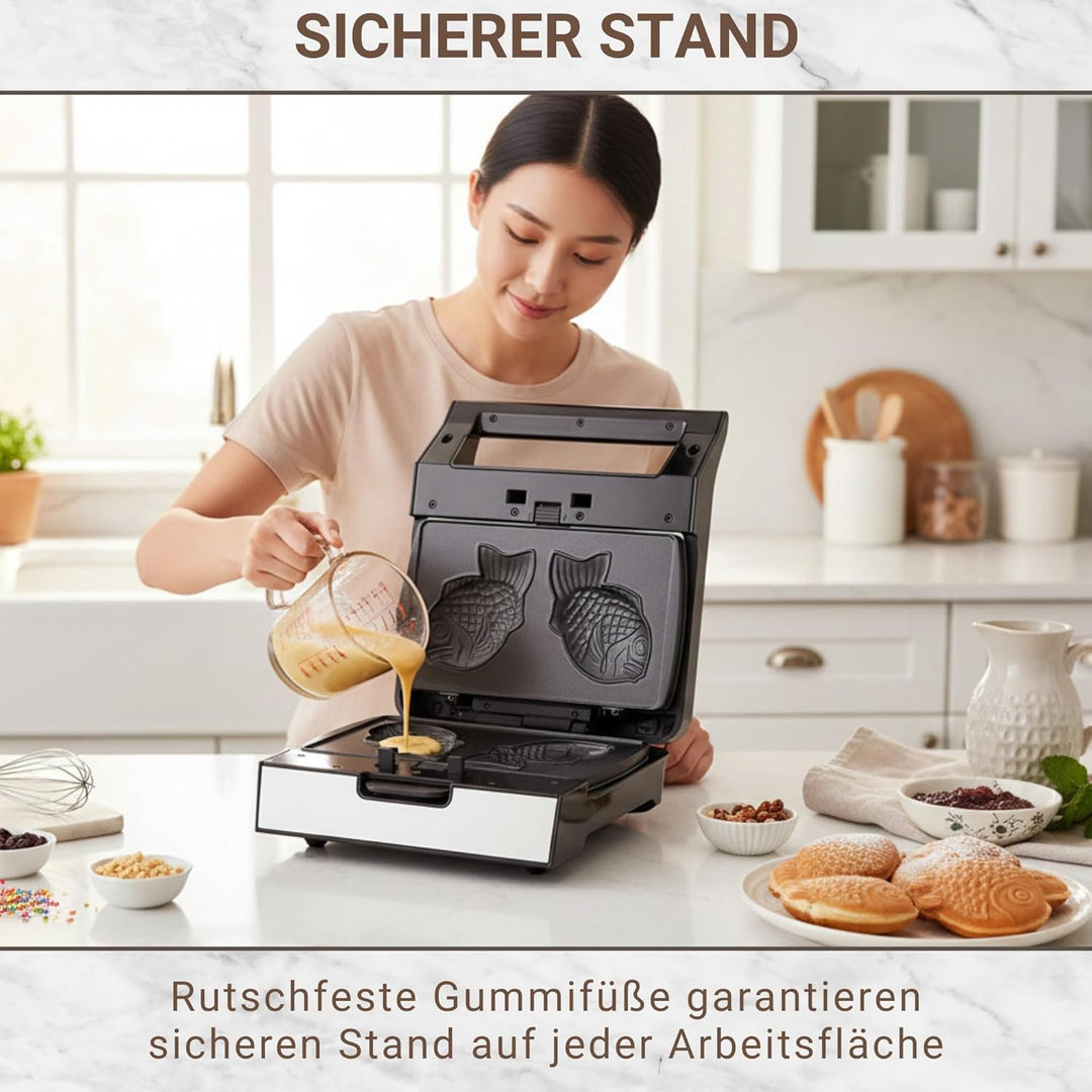 Syntrox Germany Taiyaki Fish Maker MM-1400W mit herausnehmbaren Backplatten