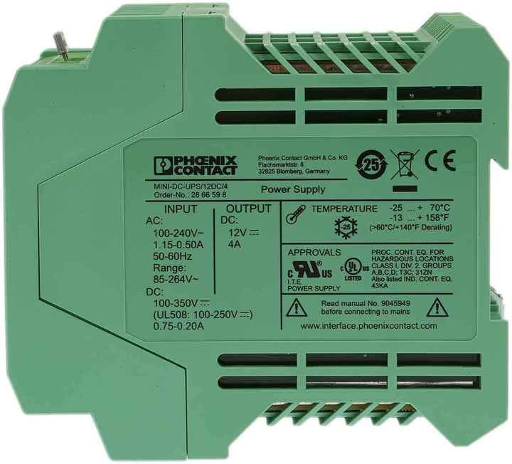 PHOENIX CONTACT MINI-DC-UPS/12DC/4 Unterbrechungsfreie Stromversorgung mit Integriertem Netzteil, 4A