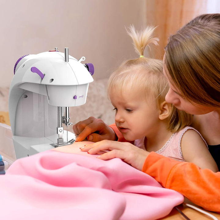 KPCB Nähmaschine Mini mit Verlängerungstisch, Benutzerfreundlich und praktisch Purple And White, Pur