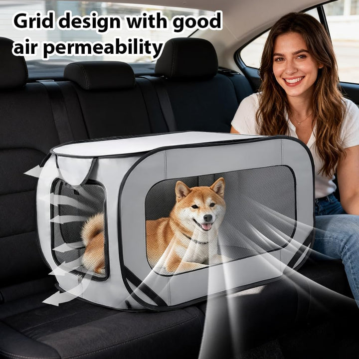 Hundetransportbox Faltbar, 92x52x52cm Pop-Up-Transportbox Hund Katze, Tragbarer Hundebox, Oxford Sto