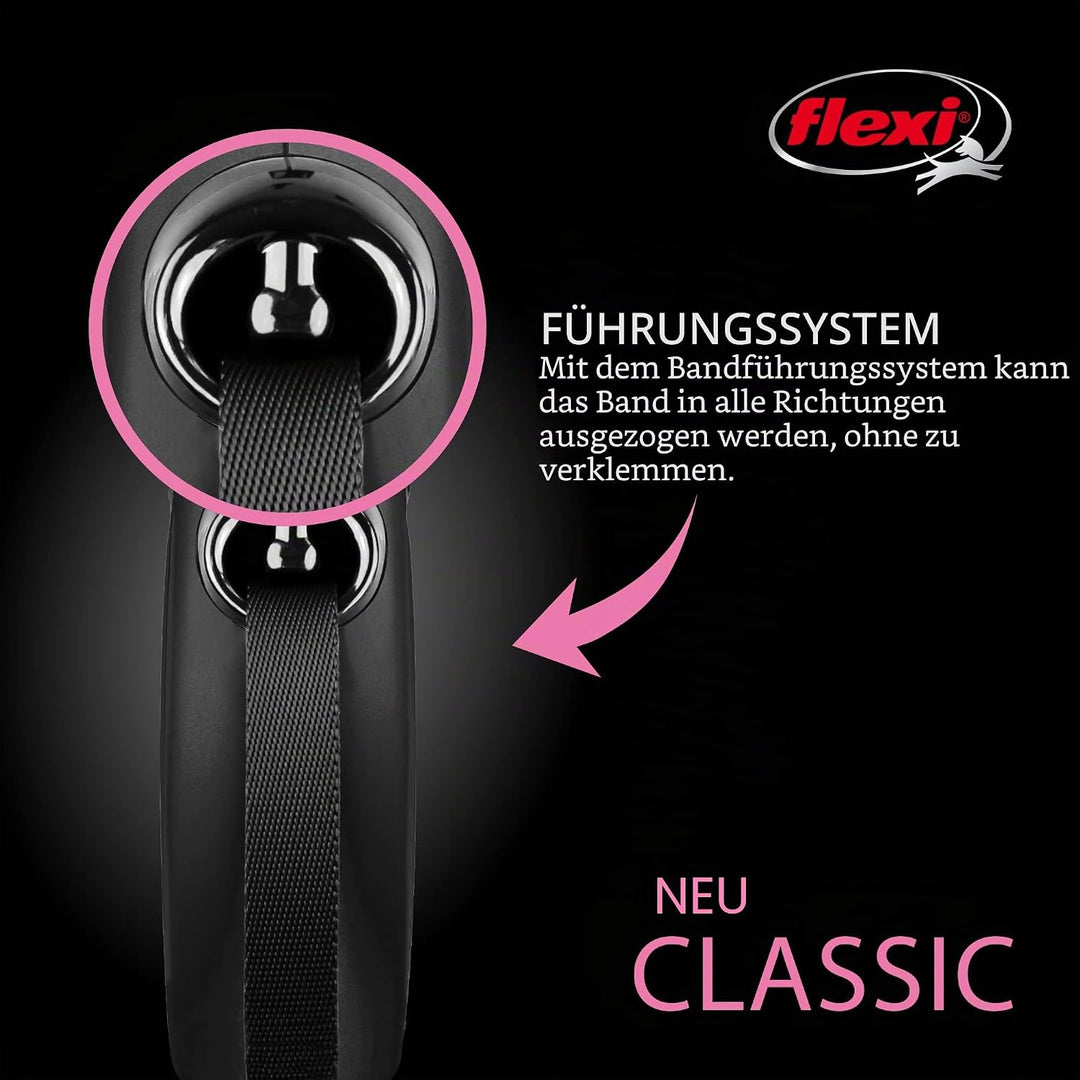 Flexi 25210769: Hundeleine, Klassische einziehbare Rollleine, Grösse M, 25 kg, 4,8 m, schwarz Schwar