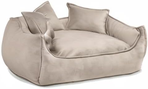 NELKE Hundebett Beige Hundekorb kuschelig Hundekörbchen im Scandynavian Stil Hundesofa Hochwertige H